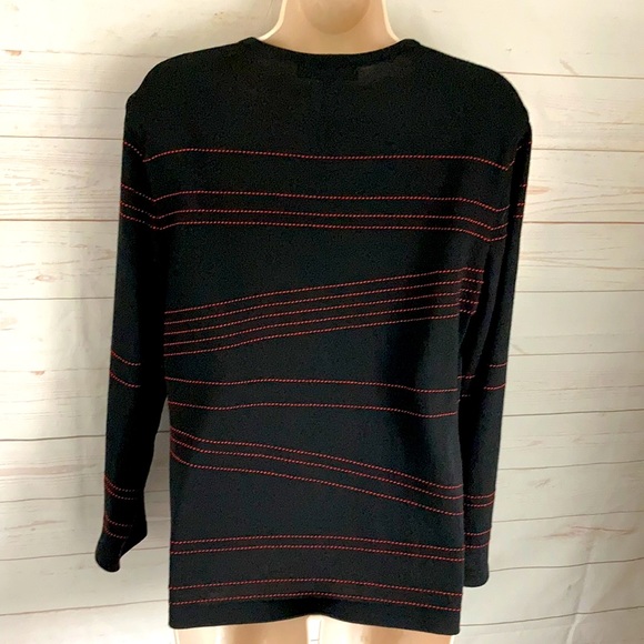 Escada 40/M Wool Blend Cardigan Sweater Black/Red - Picture 6 of 12